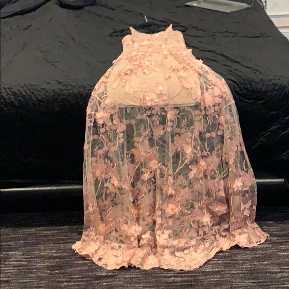 Dress The Population Long Pink Floral Gown - Picture 7 of 12